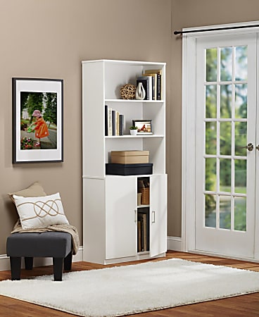 Ameriwood Home Moberly 3 Shelf Bookcase With Doors White Office