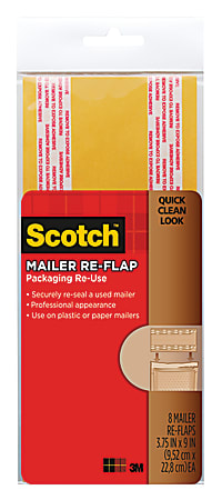 Scotch® Packaging Re-Use Mailer Re-Flaps, 3 3/4" x 9", Pack Of 8