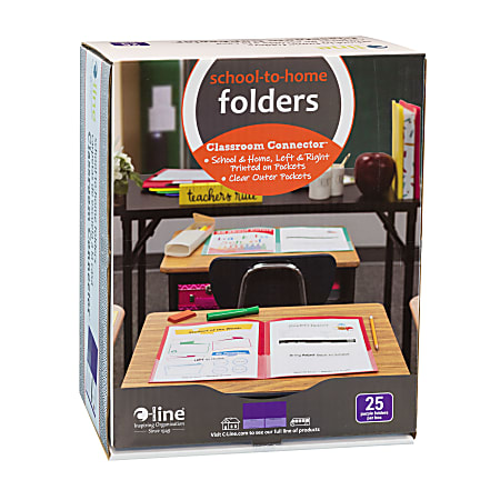 C-Line Classroom Connector School-To-Home Folders, 8-1/2" x 11", Purple, Box Of 25 Folders
