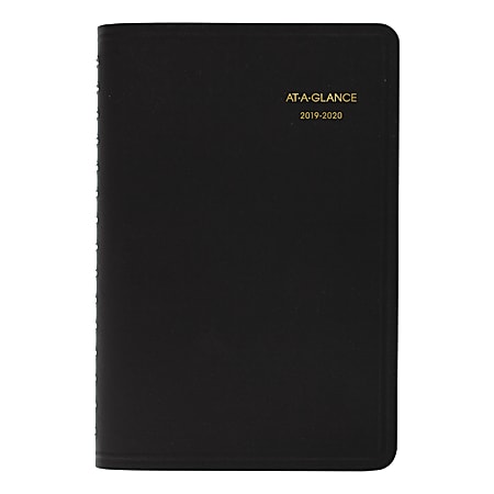 AT-A-GLANCE® Academic Daily Appointment Book/Planner, 4-7/8" x 8", Black, July 2019 to June 2020