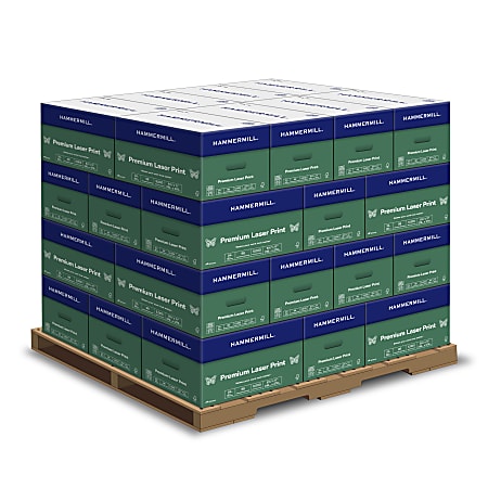 Hammermill® Premium Laser Paper, 320 Reams, White, Letter Size (8 1/2" x 11"), 160000 Sheets Total, Pallet Of 32 Cases, 24 Lb, 98 Brightness