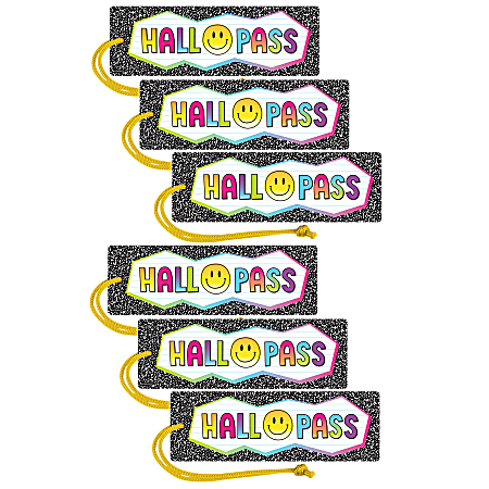 Teacher Created Resources Brights 4ever Magnetic Hall Passes, 6-3/4" x 2-1/4", Multicolor, Pack Of 6 Passes