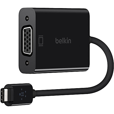 Belkin USB-C to VGA Adapter - Black - 1080p - Video Converter For Your MacBook Pro - USB C to VGA Display Dongle - USB Type C - 15-pin HD-15 VGA - Black