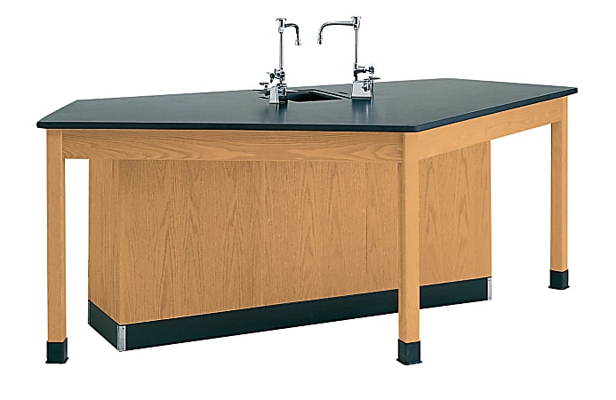 Diversified Woodcrafts Forward Vision I Workstation With Drop-In Sink, 36"H x 96"W x 50"D, Black/Northwoods Oak