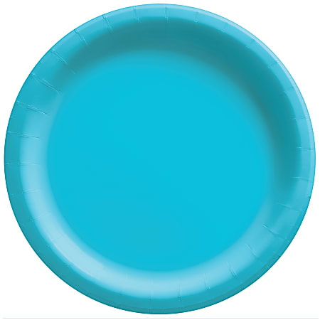 Amscan Round Paper Plates, 8-1/2”, Caribbean Blue, Pack Of 150 Plates