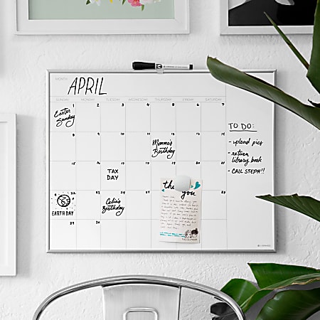 U Brands Farmhouse Board, Magnetic Dry Erase Calendar White Board, 30