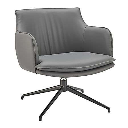 Eurostyle Ronja Faux Leather Swivel Lounge Guest Chair, Gray/Black