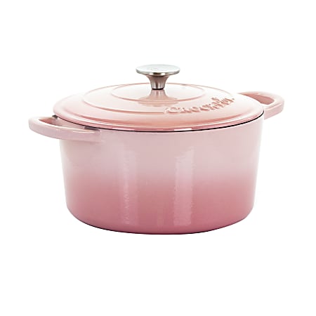 Crock-Pot Artisan 2-Piece Enameled Cast Iron Dutch Oven, 5 Quarts, Blush Pink