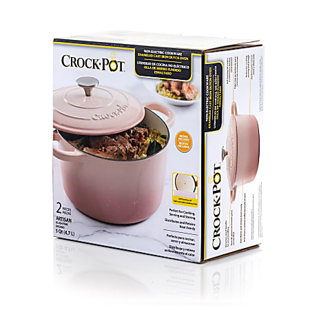Crock-Pot Artisan 5 qt. 2-Piece Enameled Cast Iron Dutch Oven in Blush Pink  985117454M - The Home Depot