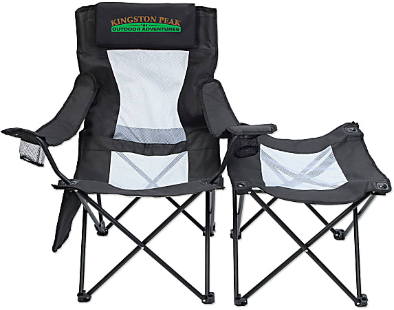 Custom 2-In-1 Mesh Adirondack Chair And Table, 34-1/2" x 35", Black