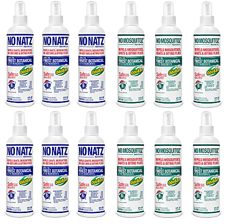 No Natz and No Mosquitoz Botanical Insect Repellent, DEET-Free, 8 Oz Spray Bottle, 6-Pack