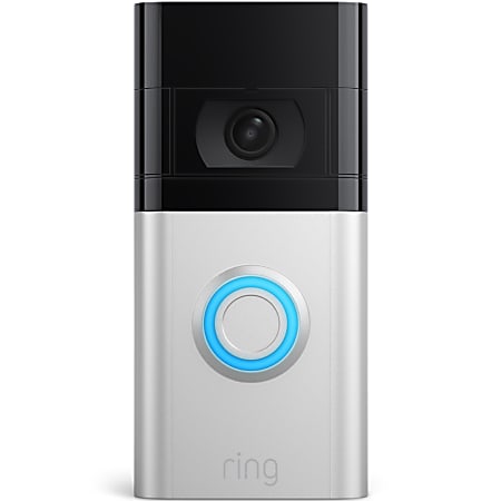Ring Video Doorbell 4, 5.05"H x 1.06"W x 2.4"D, Satin Nickel