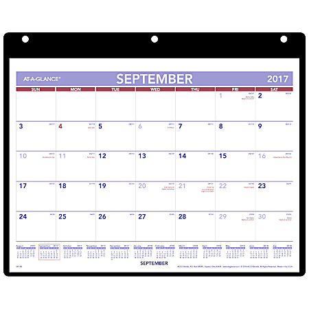 AT-A-GLANCE® 16-Month Academic Desk/Wall Calendar, 11" x 8 1/4", September 2017 to December 2018