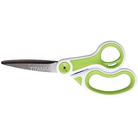 Westcott Carbo Titanium Glide Scissors, 8", Pointed, Green/White