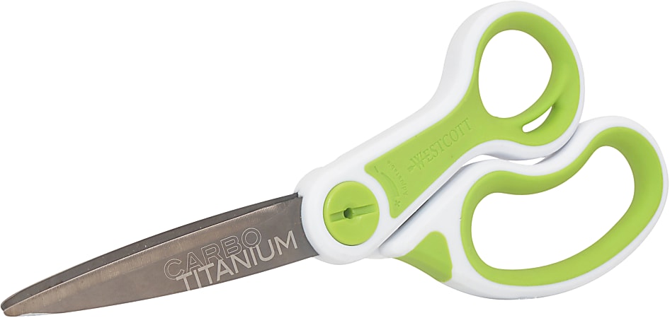 Westcott Carbo Titanium Glide Scissors, 8, Pointed, Green/White