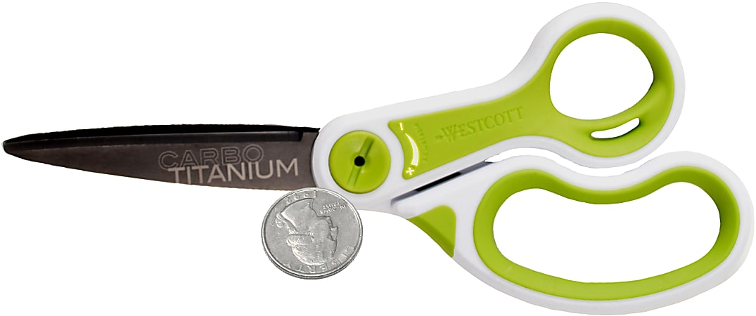 Westcott Carbo Titanium Glide Scissors, 8, Pointed, Green/White