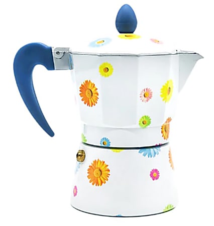 HappiKloc Flowers 3-Cup Espresso Coffee Maker, Multicolor