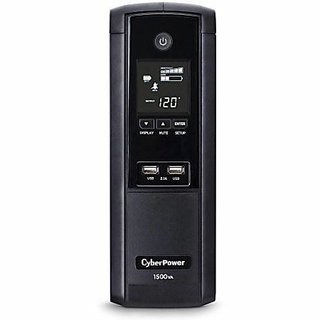 CyberPower BRG1500AVRLCD Intelligent LCD UPS Systems - 1500VA/900W, 120 VAC, NEMA 5-15P, Mini-Tower, 12 Outlets, LCD, PowerPanel® Personal, $500000 CEG, 5YR Warranty