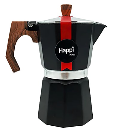HappiKloc 6-Cup Espresso Coffee Maker, Black