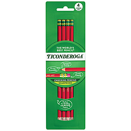 Ticonderoga&reg; Erasable Checking Pencils, Presharpened, Carmine Red, Pack Of 12