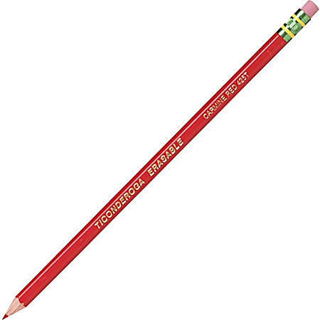 Ticonderoga Erasable Checking Pencils Presharpened Carmine Red Pack Of 12 -  Office Depot