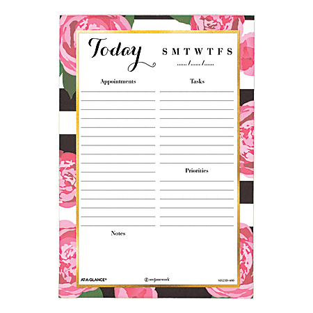 See Jane Work® Undated Weekly Desk Notepad, 5-1/2" x 8", Floral/Stripes