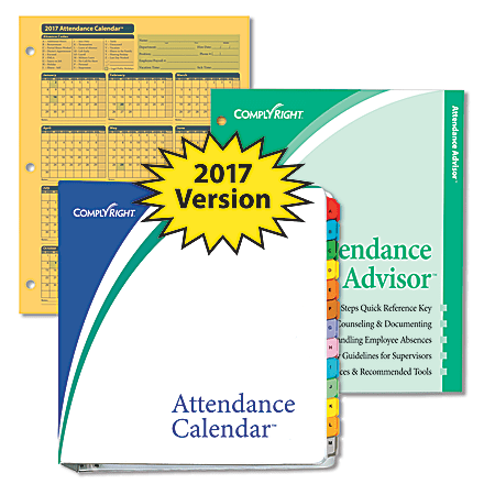 ComplyRight 2017 Attendance Calendar Kit, 8 1/2" x 11", Yellow, Pack Of 200