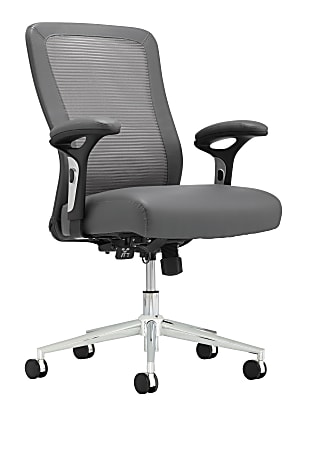 Realspace® Modern Comfort Cassia Bonded Leather/Mesh Mid-Back Manager's Chair, Gray/Silver