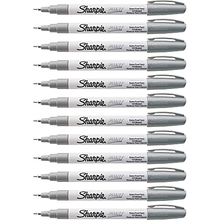 Sharpie Extra Fine Oil-Based Paint Markers - Metallic Silver Oil Based Ink - 12 / Box