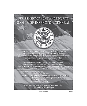 ComplyRight™ Federal Contractor Posters, Bilingual, DHS Fraud Hotline, 8 1/2" x 11"