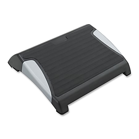 Safco Restease Adjustable Footrest, 3 1/3"-5"H x 15 1/2"W x 13 3/4"D, Black/Silver