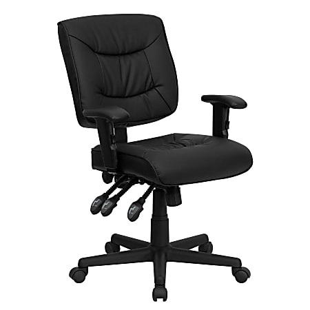 Flash Furniture Bonded LeatherSoft™ Low-Back Multifunction Ergonomic Swivel Task Chair With Adjustable Arms, Black