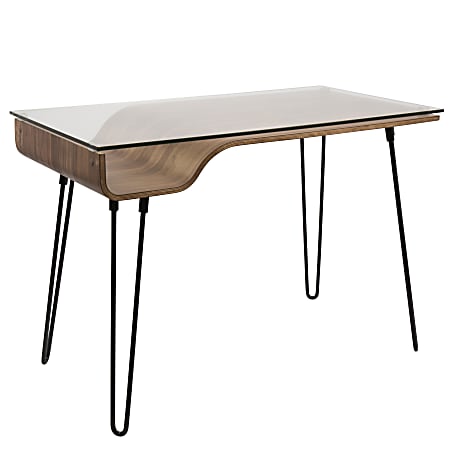 Lumisource Avery Mid-Century Modern 45"W Writing Desk, Walnut/Black