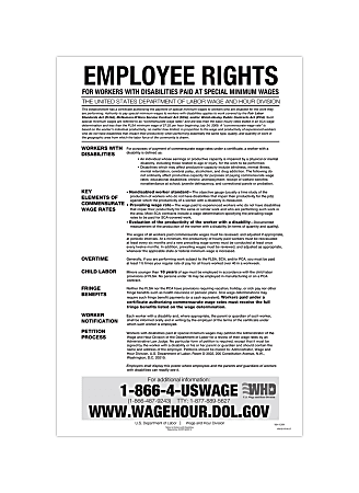 ComplyRight™ Federal Contractor Posters, Notice To Workers With Disabilities, English, 11" x 17"