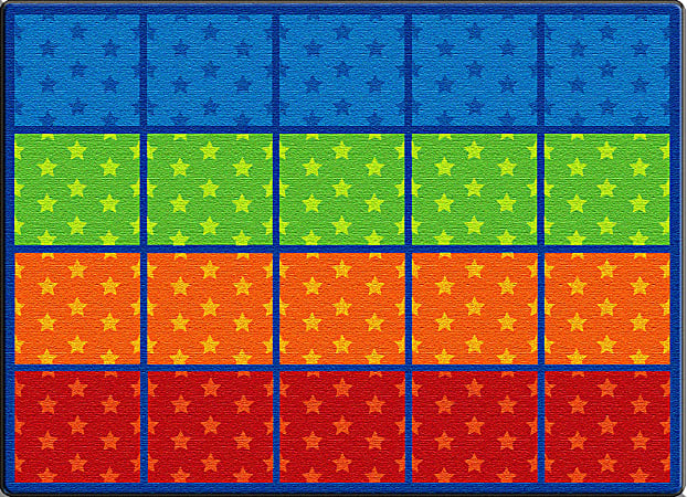 Flagship Carpets Cushy Tushy Stars Seating Rows Carpet, Rectangle, 6' x 8' 4", Multicolor