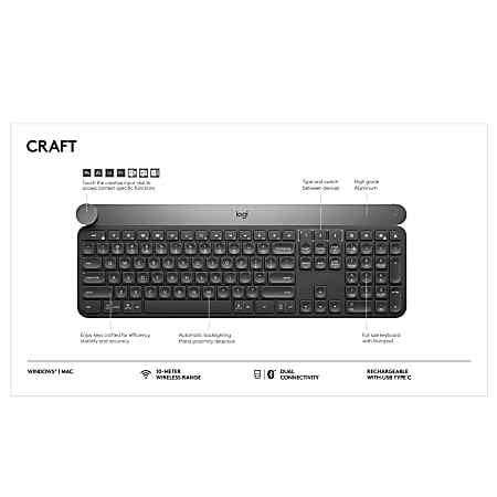 Logitech Craft Advanced Wireless Keyboard AluminumDark Gray
