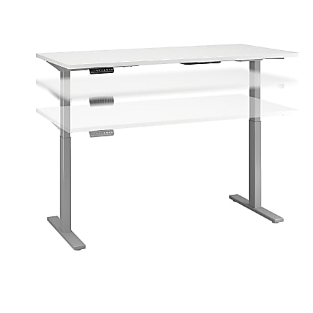 Bush Business Furniture Move 60 Series 72"W x 24"D Height Adjustable Standing Desk, White/Cool Gray Metallic, Standard Delivery