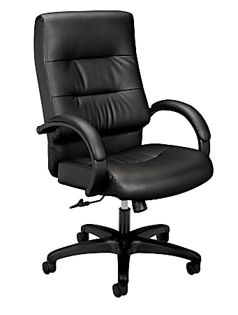 basyx by HON® VL691 Ergonomic SofThread™ Bonded Leather High-Back Desk Chair, Black