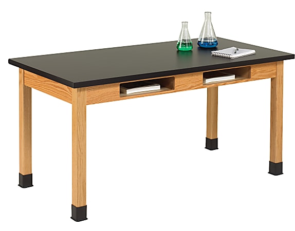 Diversified Woodcrafts Book Compartment Table, Plastic Laminate Top, 30"H x 72"W x 24"D, Black/Oak