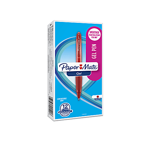 Gel Pen Retractable 0.7mm Point 12DZ Red - Office Depot