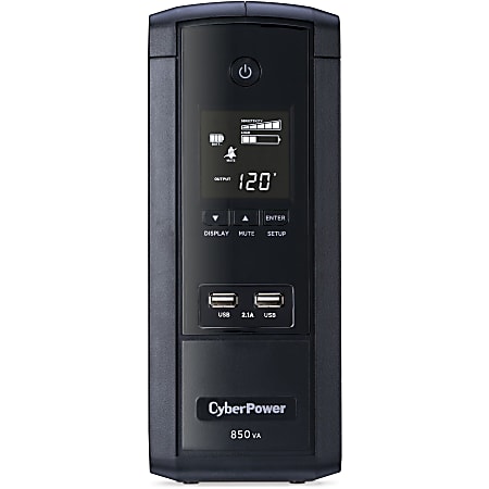 CyberPower BRG850AVRLCD Intelligent LCD UPS Systems - 120 VAC, NEMA 5-15P, Mini-Tower, 10 Outlets, LCD, PowerPanel® Personal, $250000 CEG, 5YR Warranty