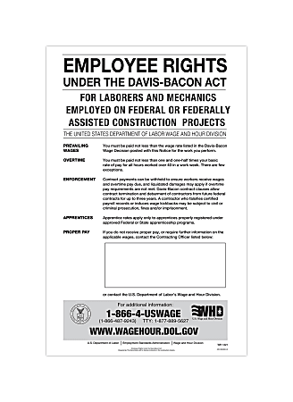 ComplyRight™ Federal Contractor Posters, Davis-Bacon Act, English, 11" x 17"