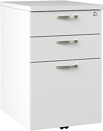 Bush Business Furniture Office In An Hour 16"D Vertical 3-Drawer Mobile File Cabinet, Pure White, Delivery