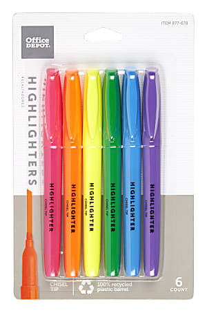 Office Depot Brand Pen Style Highlighters Assorted Colors Pack Of