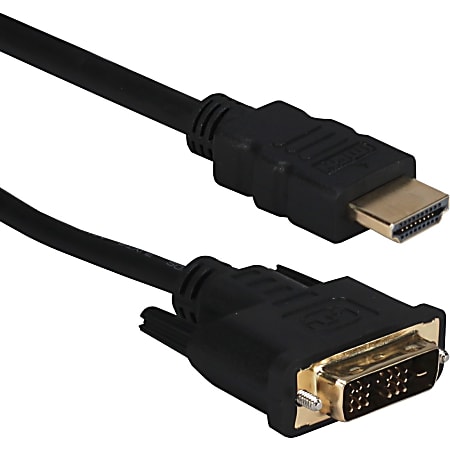 QVS HDMI Male to DVI Male HDTV/Flat Panel Digital Video Cable - 6.56 ft - First End: 1 x 19-pin HDMI Digital Audio/Video - Male - Second End: 1 x 24-pin DVI-D Digital Video - Male - Gold Plated Contact - Black