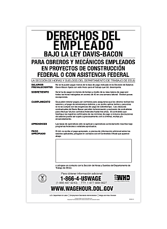 ComplyRight™ Federal Contractor Posters, Davis-Bacon Act, Spanish, 11" x 17"