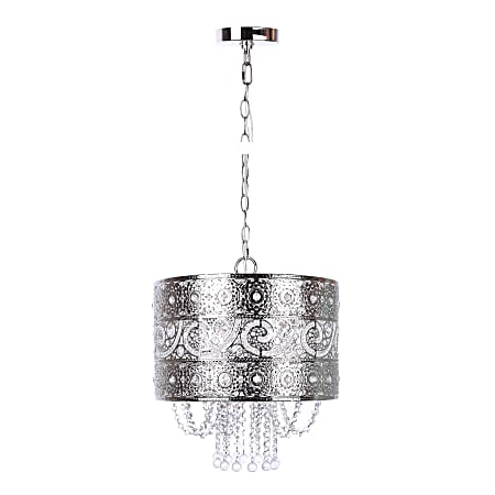 LumiSource Tangier Contemporary Pendant Ceiling Lamp, 15”W, Polished Nickel