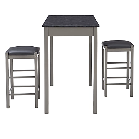 Linon black 3 piece on sale faux marble tavern set