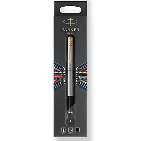 Parker® Jotter Rollerball Pen, Fine Point, 0.5 mm, Stainless-Steel/Gold Barrel, Black Ink