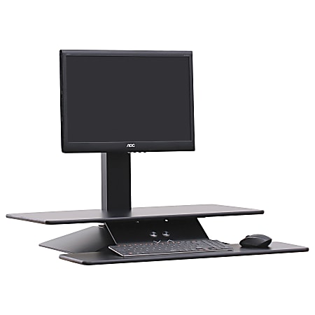 Lorell® E-Motion Electric Sit-To-Stand Desk Riser, 21-5/8"H x 26-3/5"W x 25"D, Black